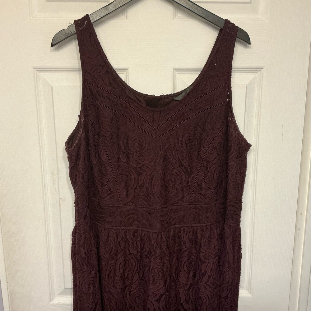 Elegant Lace Sleeveless Dress - Burgundy/Dark purple plus size 3xl